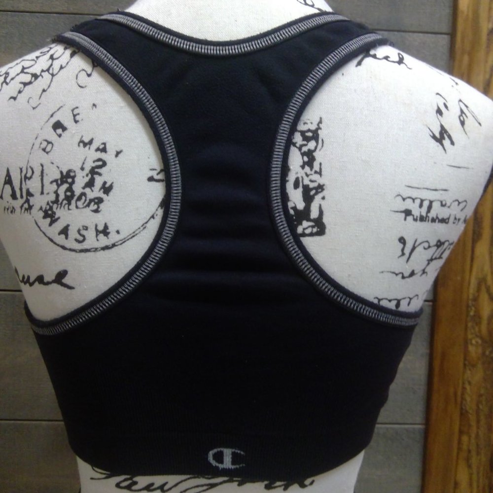 Champion Women’s Sports Bra Black Gray Stitching Medium Support Activewear